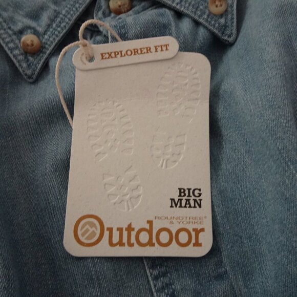 Roundtree & Yorke Denim Shirt Big Mens Size 4XB Blue Cotton Button Front Outdoor - Picture 6 of 9